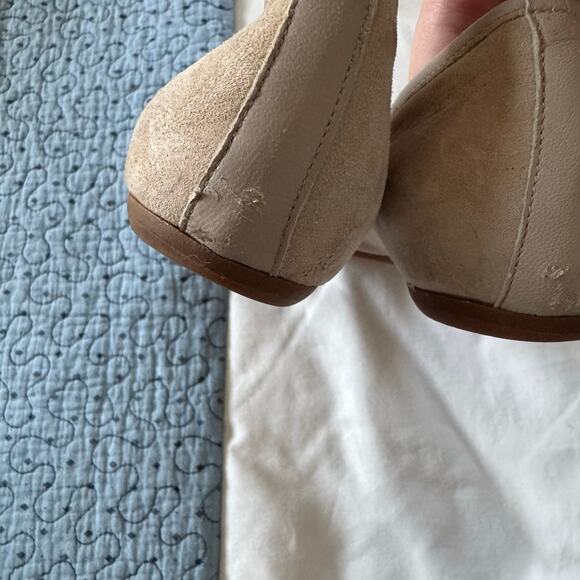 Jennifer Tattanelli Beige Tan Ballet Flats with Leather Toe and Bow Size 37 - Picture 8 of 11
